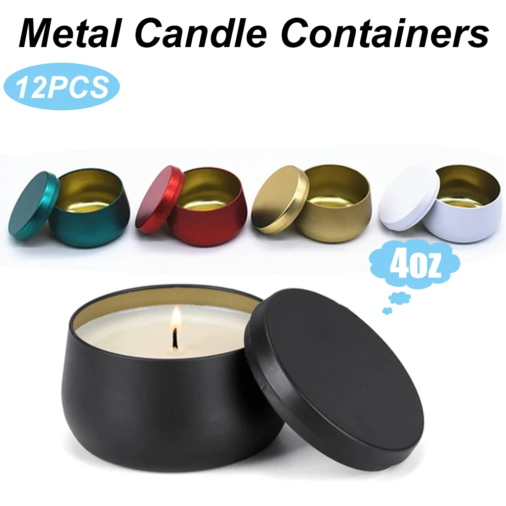 12PCS Metal Empty Tins With Li - Metal Tin Lid 4Oz 评论和价格