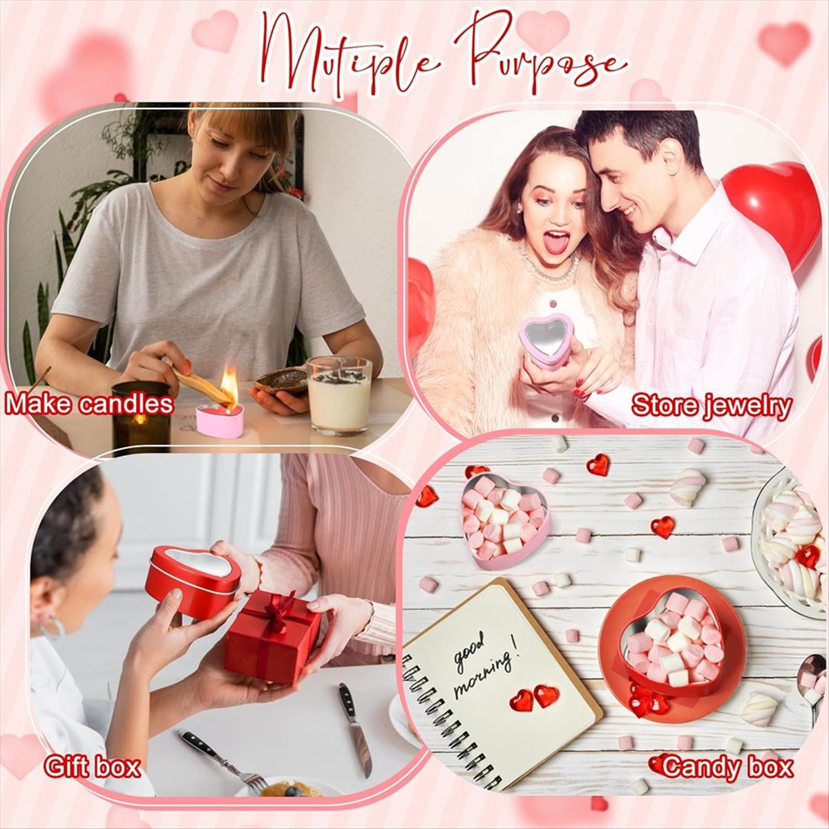A56K 24Pcs 4Oz Heart Shaped Me - Metal Tin Lid 4Oz 评论和价格