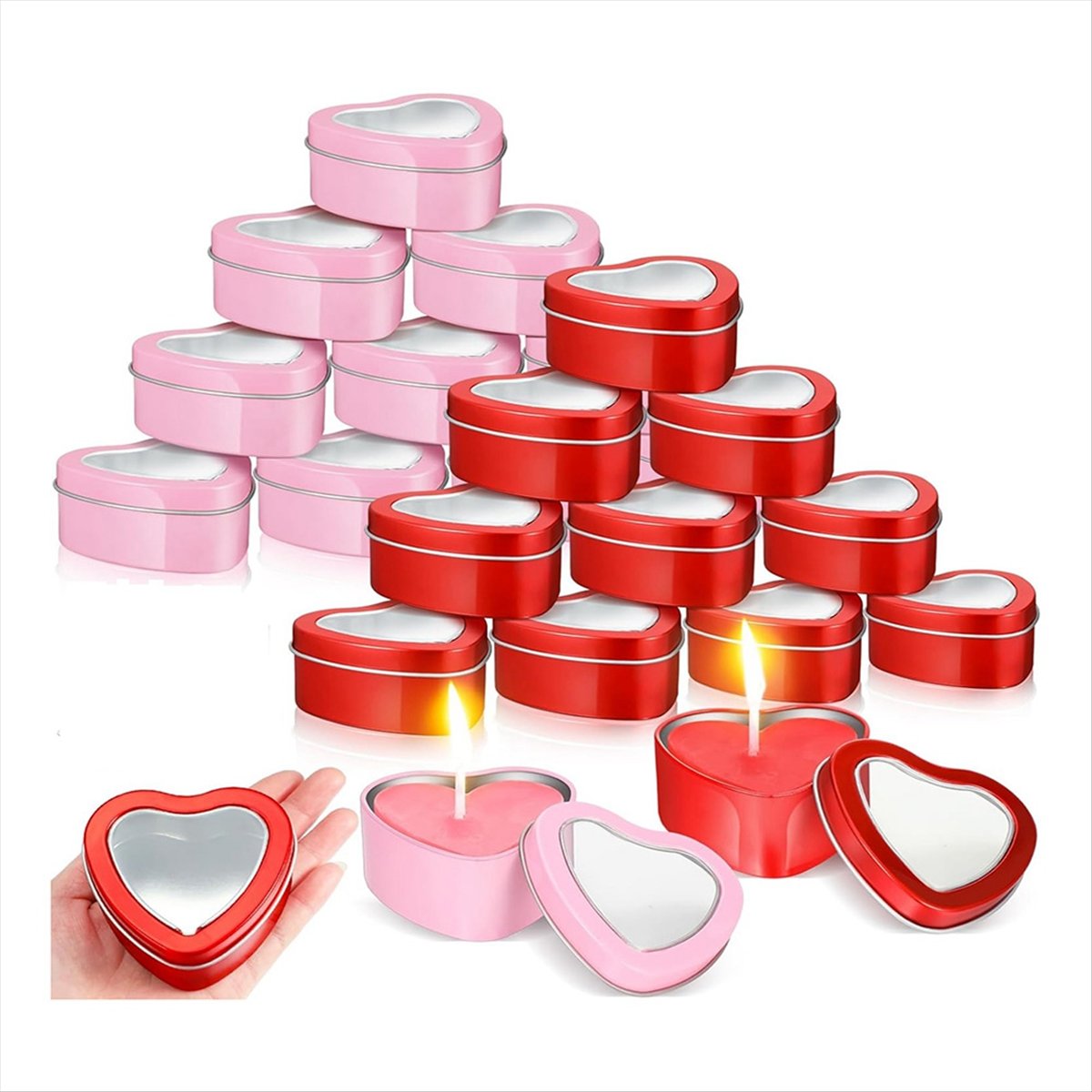 A56K 24Pcs 4Oz Heart Shaped Me - Metal Tin Lid 4Oz 评论和价格