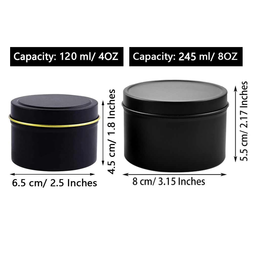 4oz/ 8oz Candle tins with lids - Black Tin Candle 评论和价格