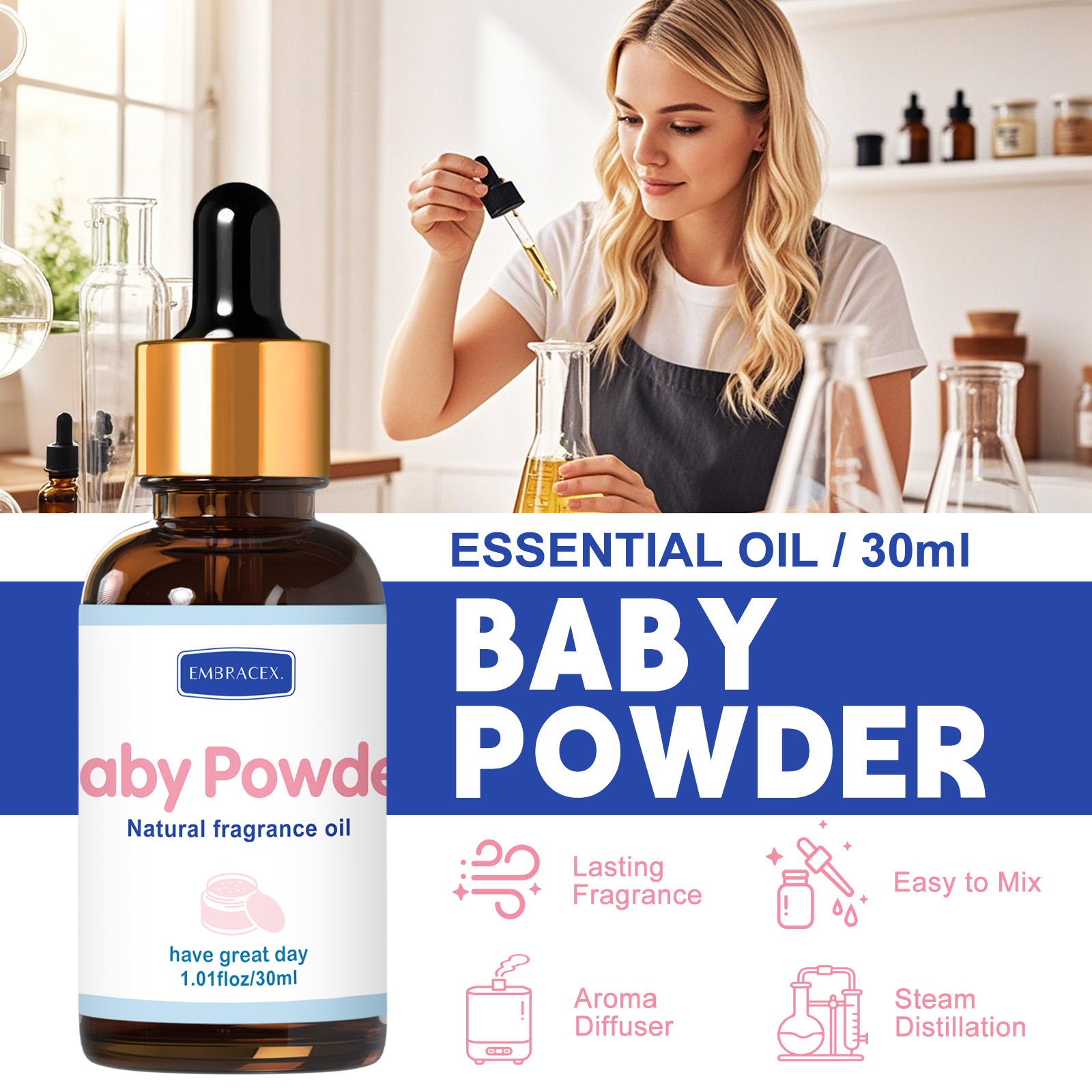 30ml Baby Powder Fragrance Oil - Candle Fragrance Supplies 评论和价格