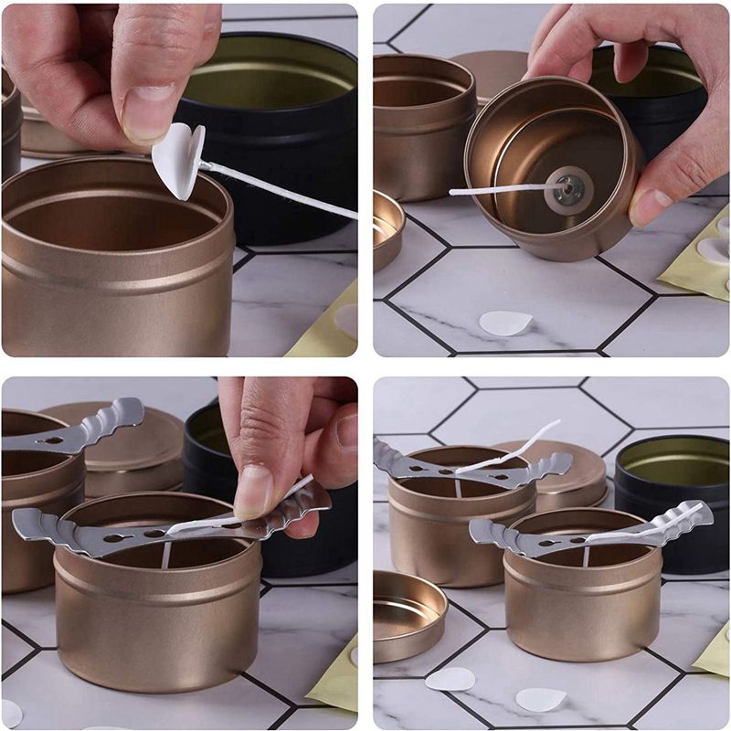 VEHO-48 Pack Candle Tin Cans W - Metal Tin Lid 4Oz 评论和价格