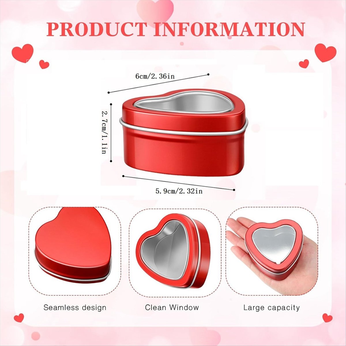 REST 24Pcs 4Oz Heart Shaped Me - Metal Tin Lid 4Oz 评论和价格