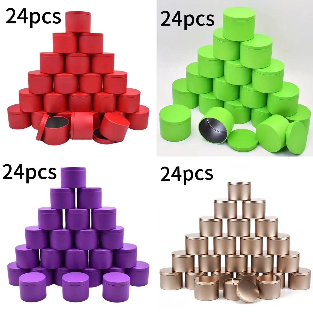 24-Pack 8oz/4oz in 4 colors Me - Metal Tin Lid 4Oz 评论和价格